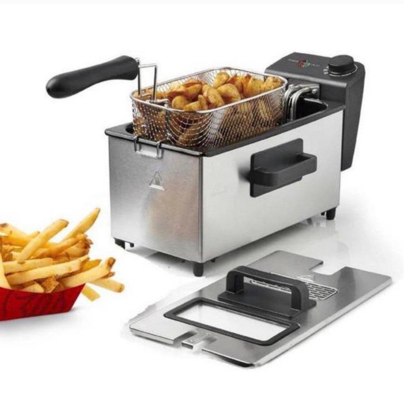 Cheffinger Frietpan 3L– 2000W – Kijkvenster & Frituurmand, Uitneembare binnenpan, P, P, P