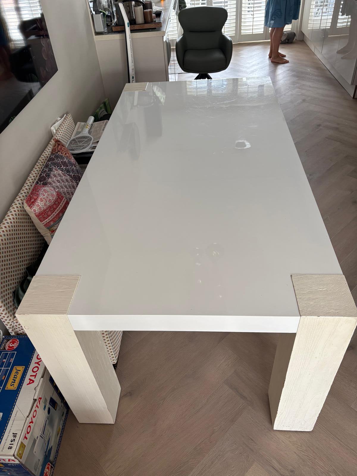 Eettafel  design witte eettafel 200 x 100cm hoogte 78cm, Huis en Inrichting, Tafels | Eettafels, Ophalen, Gebruikt, 150 tot 200 cm