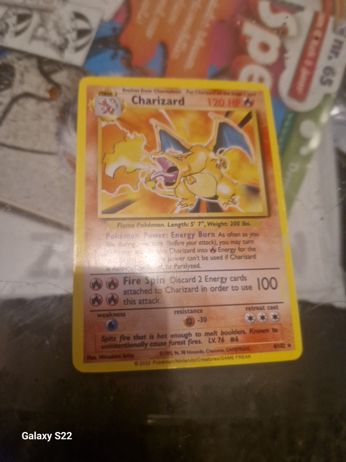 Charizard Pokémon Kaart - Base Set Unlimited, Hobby en Vrije tijd, Ophalen of Verzenden, Gebruikt, Losse kaart