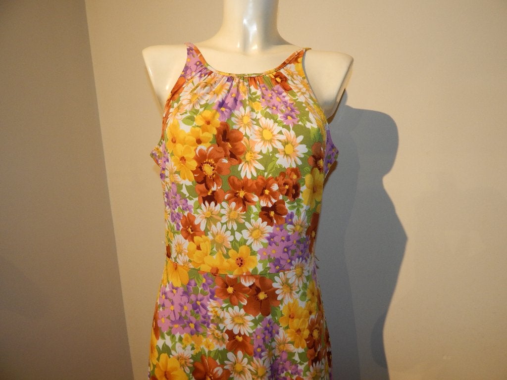King Louie fantastisch mooie jurk bloemen vintage look M, Maat 38/40 (M), Zo goed als nieuw, King Louie, Onder de knie