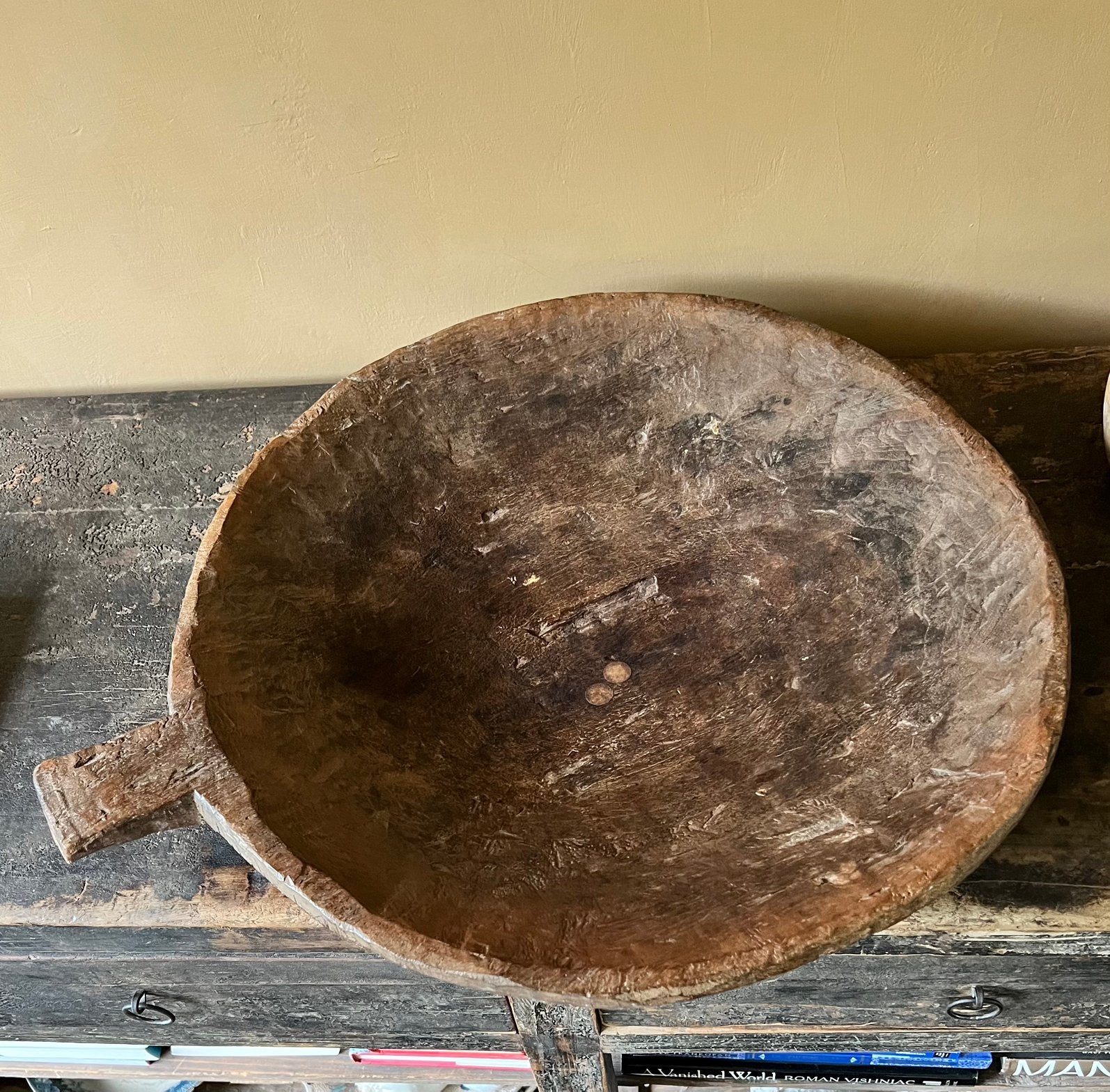 Grote houten schaal, 54 cm doorsnede, Ophalen, Gebruikt, Schaal, Rond