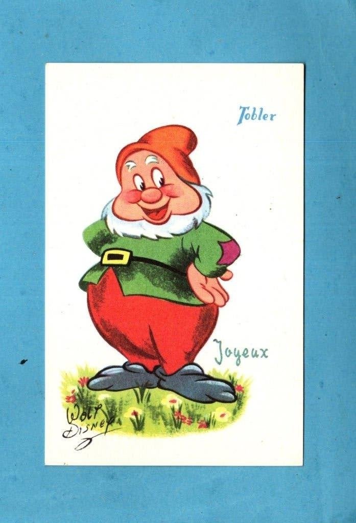 Leuke oude Disney-kaart met kabouter " Happy " --  M877, Verzenden, 1920 tot 1940, Ongelopen, Overige thema's