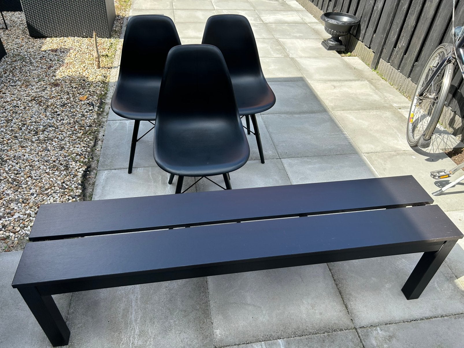 Mooie zwarte eetkamerset voor binnen/buiten, Ophalen, Zo goed als nieuw, Zwart, Kunststof