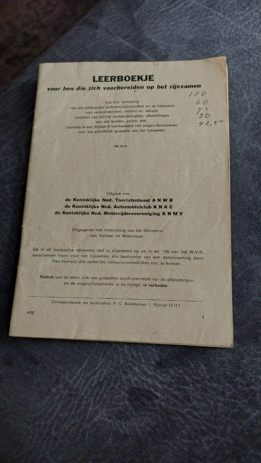 Leerboekje rijexamen ANWB KNAC KNMV jaren '50, Ophalen of Verzenden, Gamma, Gelezen, Niet van toepassing