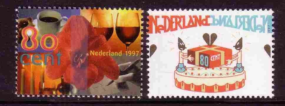 Nederland 1997 1720/1721 Glazen wijn & Taart, Postfris, Ophalen of Verzenden, Na 1940, Postfris