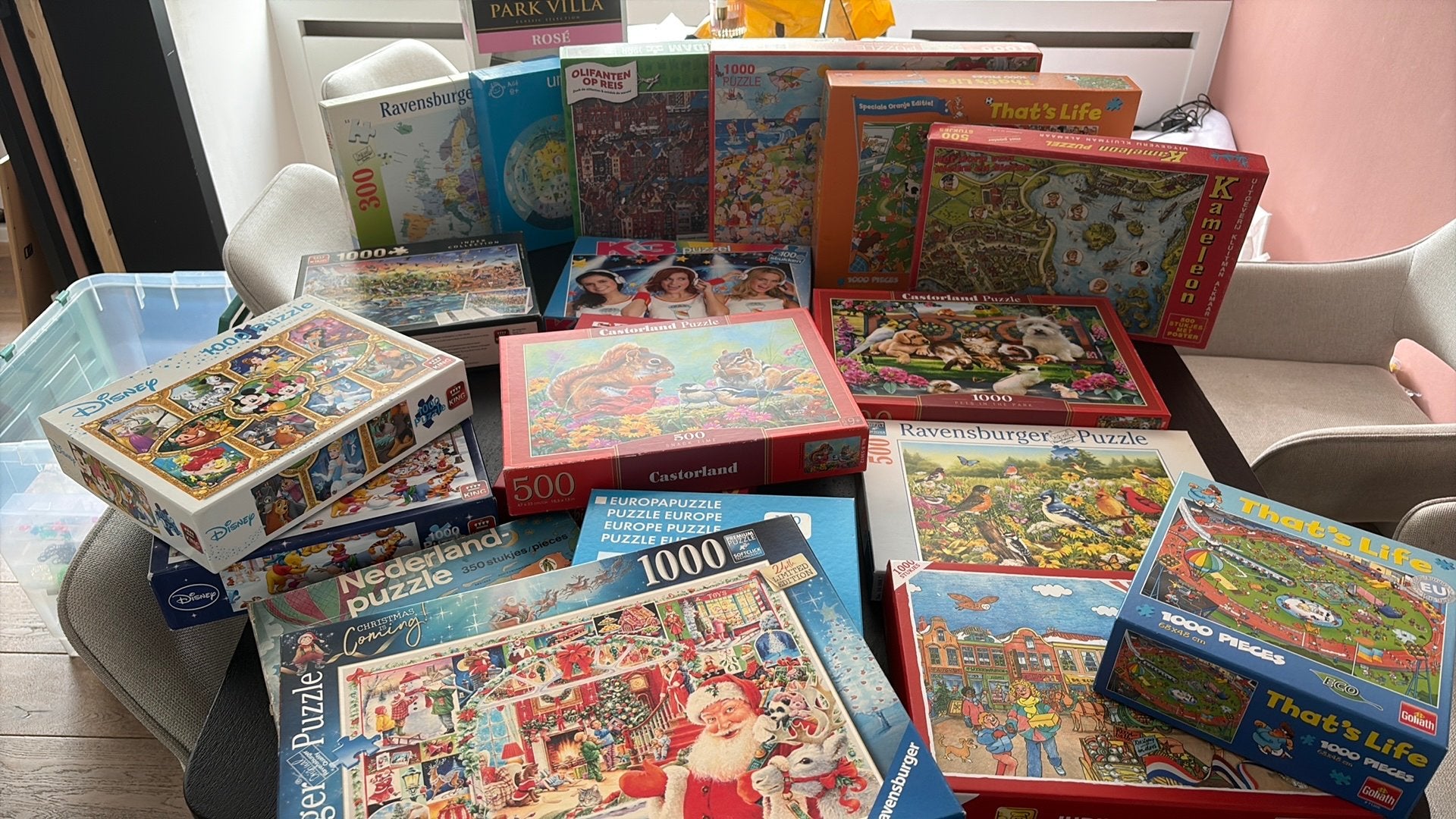 Grote collectie legpuzzels, diverse merken en aantallen, Ophalen of Verzenden, 500 t/m 1500 stukjes, Gebruikt, Legpuzzel