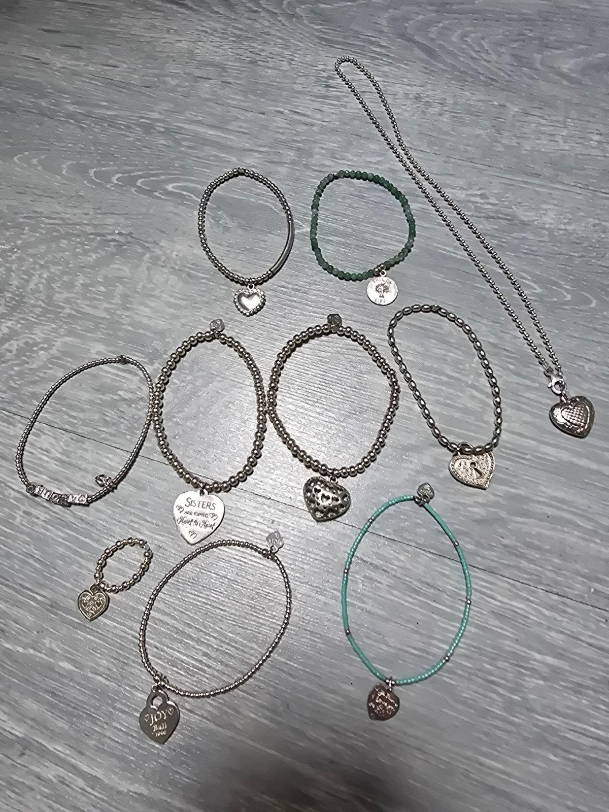 Zilverkleurige Armbanden en Ketting met Bedels van Joy, Sieraden, Tassen en Uiterlijk, Overige materialen, Gebruikt, Ophalen of Verzenden