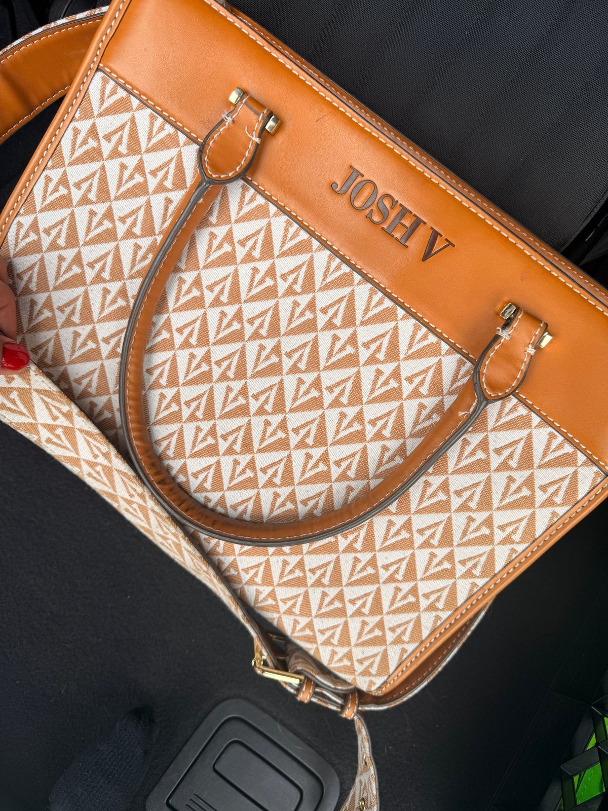 Josh V Tas - Stijlvolle Handtas met Monogram Patroon, Ophalen of Verzenden, Gebruikt, Bruin, Handtas