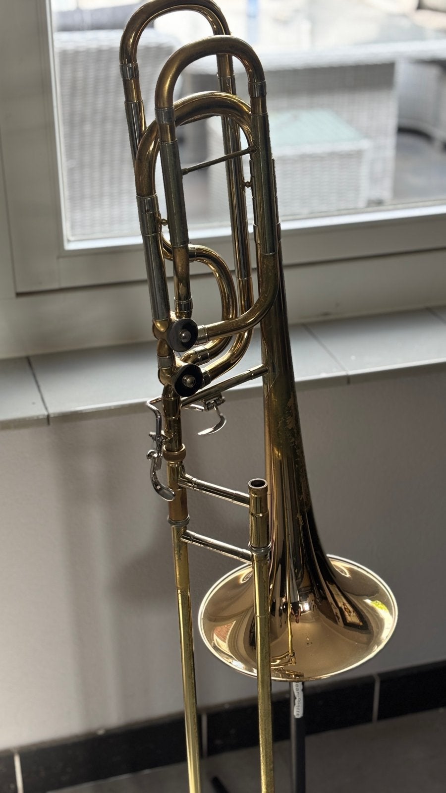 Professionele Antoine Courtois Mezzo AC502-R Bastrombone, Ophalen, Gebruikt, Bas, Met koffer