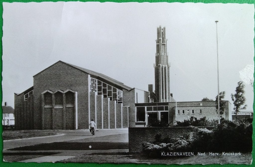 Klazienaveen, Ned. Herv. Kruiskerk. Klf, Verzenden, 1940 tot 1960, Gelopen, Drenthe