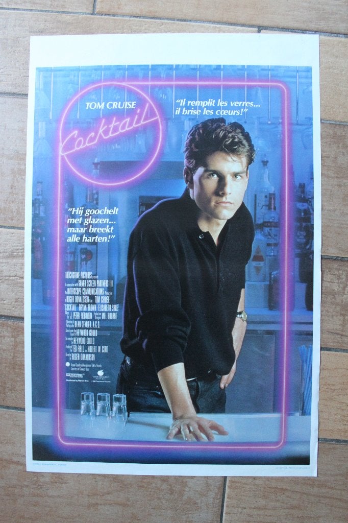 filmaffiche Tom Cruise Cocktail 1988 filmposter, Verzamelen, Posters, Rechthoekig Staand, Ophalen of Verzenden, Zo goed als nieuw