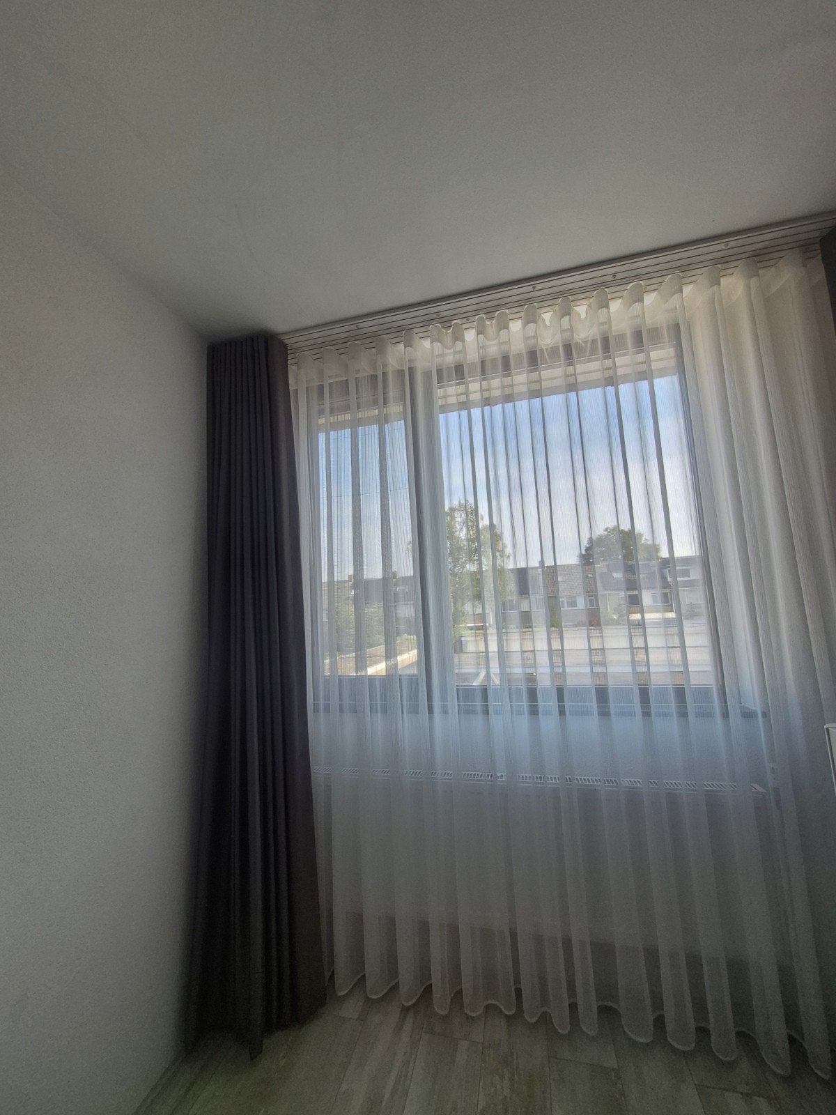 2x wave Tule Gordijnen, Ophalen, Wit, Gordijn, Lichtdoorlatend