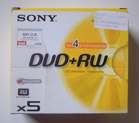 DVD+RW Sony 5 x Nieuw 1-4x, Herschrijfbaar, Nieuw, Ophalen of Verzenden, Dvd