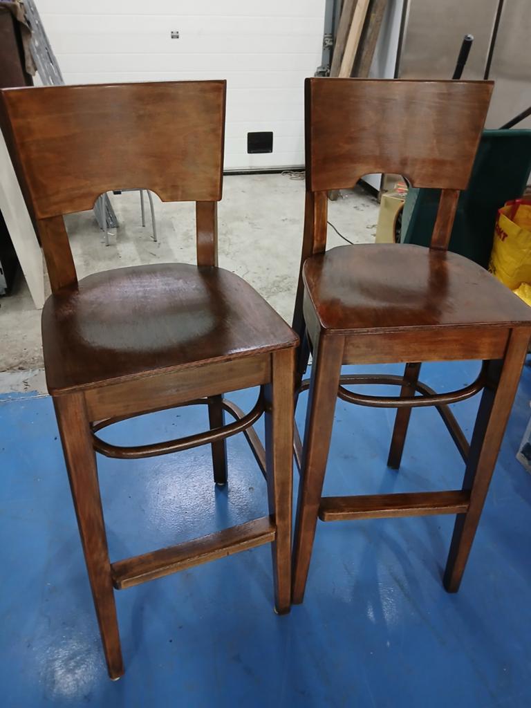 Set van 2 houten barkrukken - Vintage stijl, Ophalen, Gebruikt, Met voetsteun, 60 tot 90 cm