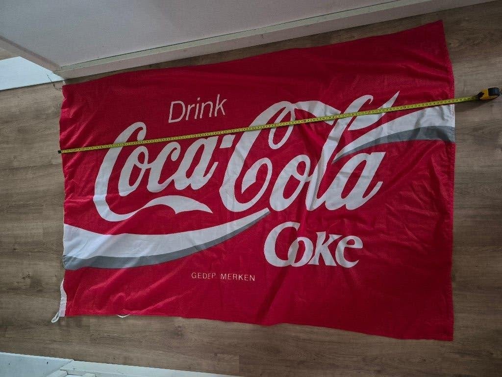 Groot Coca-Cola Doek/Vlag - Vintage Decoratie, Verzamelen, Merken en Reclamevoorwerpen, Ophalen of Verzenden, Gebruikt, Overige typen