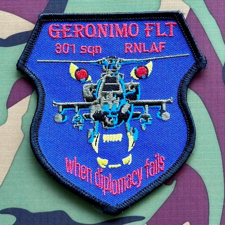 Patch RNLAF 301 SQN Geronimo Flight, Ophalen of Verzenden, Luchtmacht, Nederland, Embleem of Badge