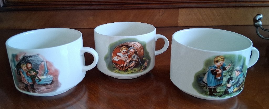 Villeroy & Boch vintage soepkoppen Ot en Sien *eureka, Overige typen, Ophalen of Verzenden, Zo goed als nieuw, Overige stijlen