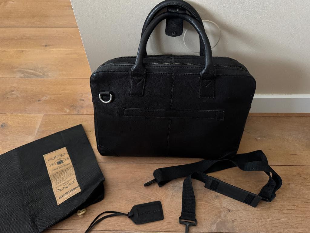 🧡Supermooie leren aktetas, laptoptas, zwart leer🧡, Computers en Software, Laptoptassen, 17 inch of meer, Ophalen of Verzenden