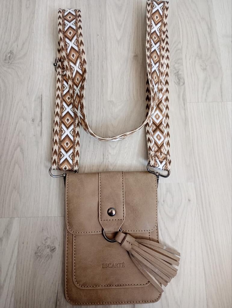 Escarté Schoudertasje met Aztec Print Band, Ophalen of Verzenden, Zo goed als nieuw, Bruin, Schoudertasje