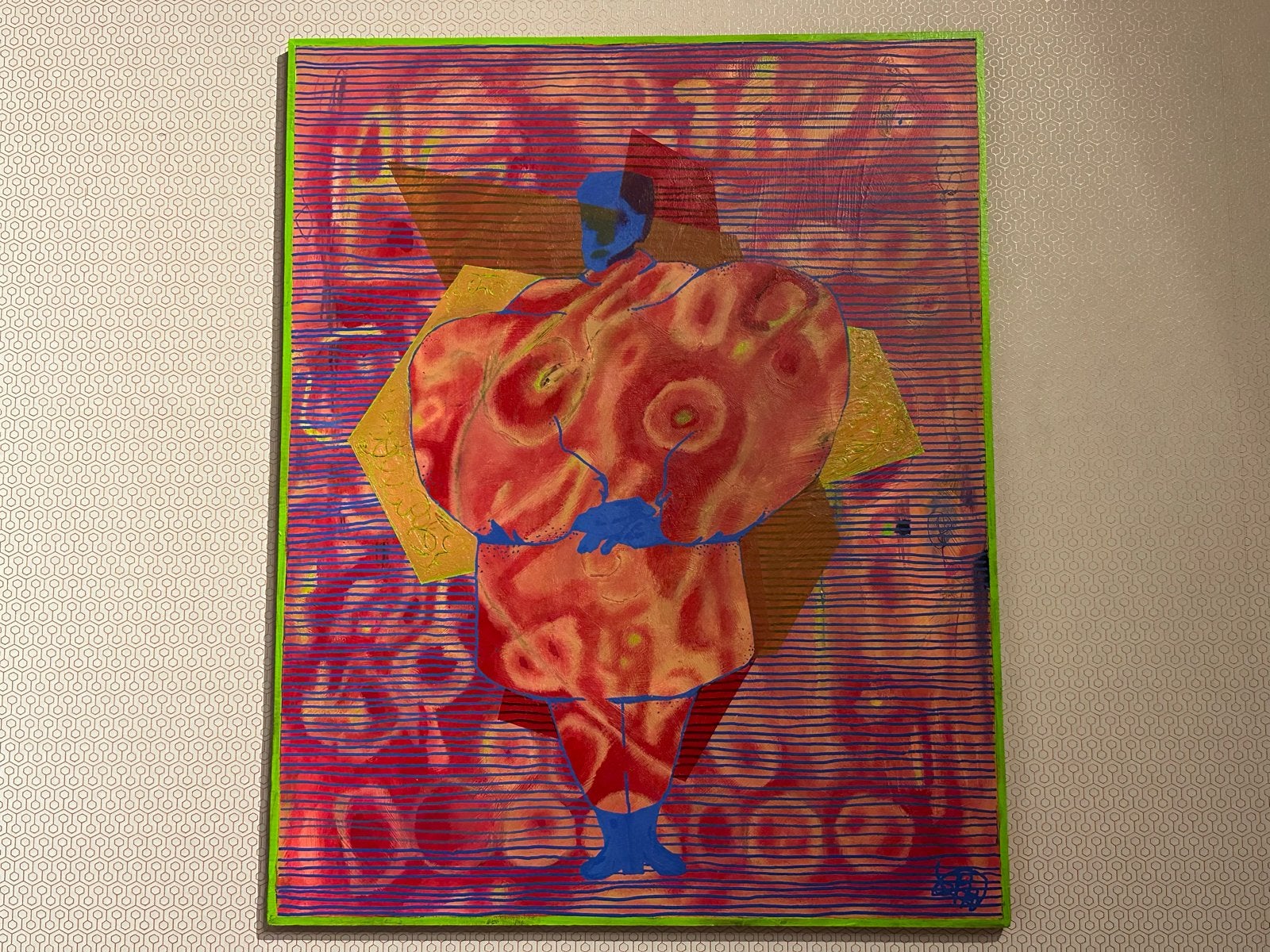 Schilderij: Man in zijn nieuwe kleding, Ophalen, Abstract, Acrylverf, Handgeschilderd