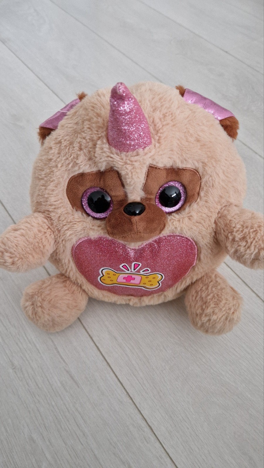 Zuru  eenhoorn mopshond knuffel met glitterdetails, Gebruikt, Overige merken, Overige karakters, Overige typen