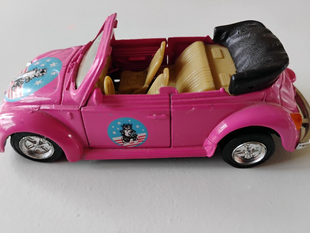 Roze VW Kever, modelauto met open dak, metaal 1: 43 schaal, Ophalen of Verzenden, Zo goed als nieuw, Auto, Overige merken