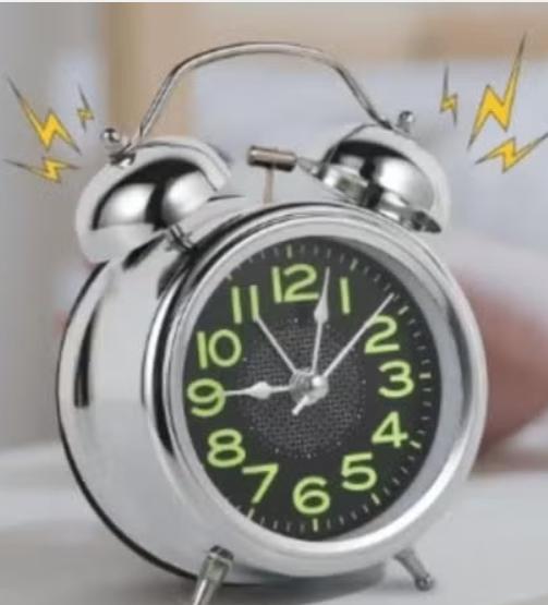 Vintage stijl metalen wekker - analoog met bellen (12cm)