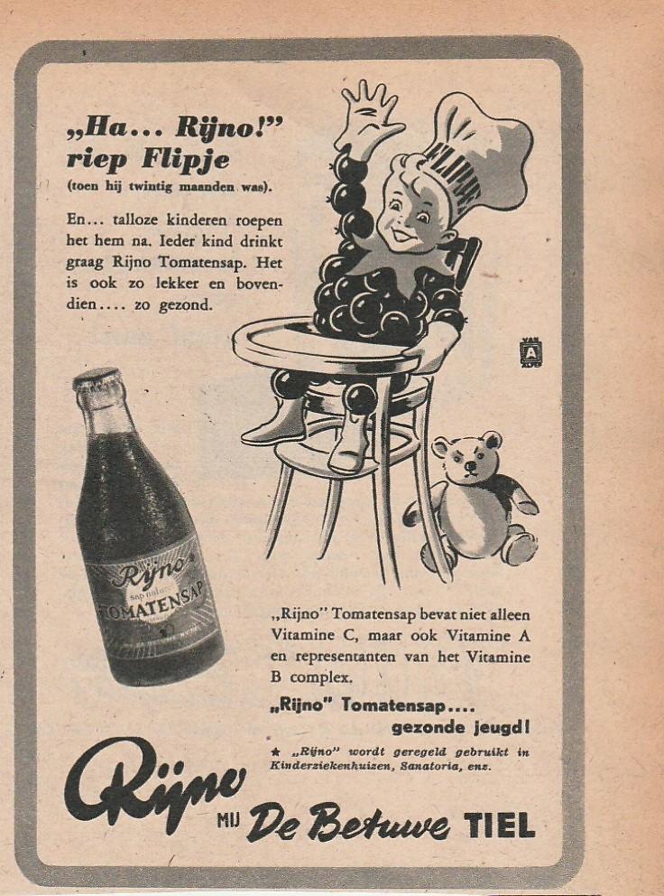 Retro reclame 1950 Betuwe Flipje Tiel Rijno kinderstoel, Verzenden, Overige typen