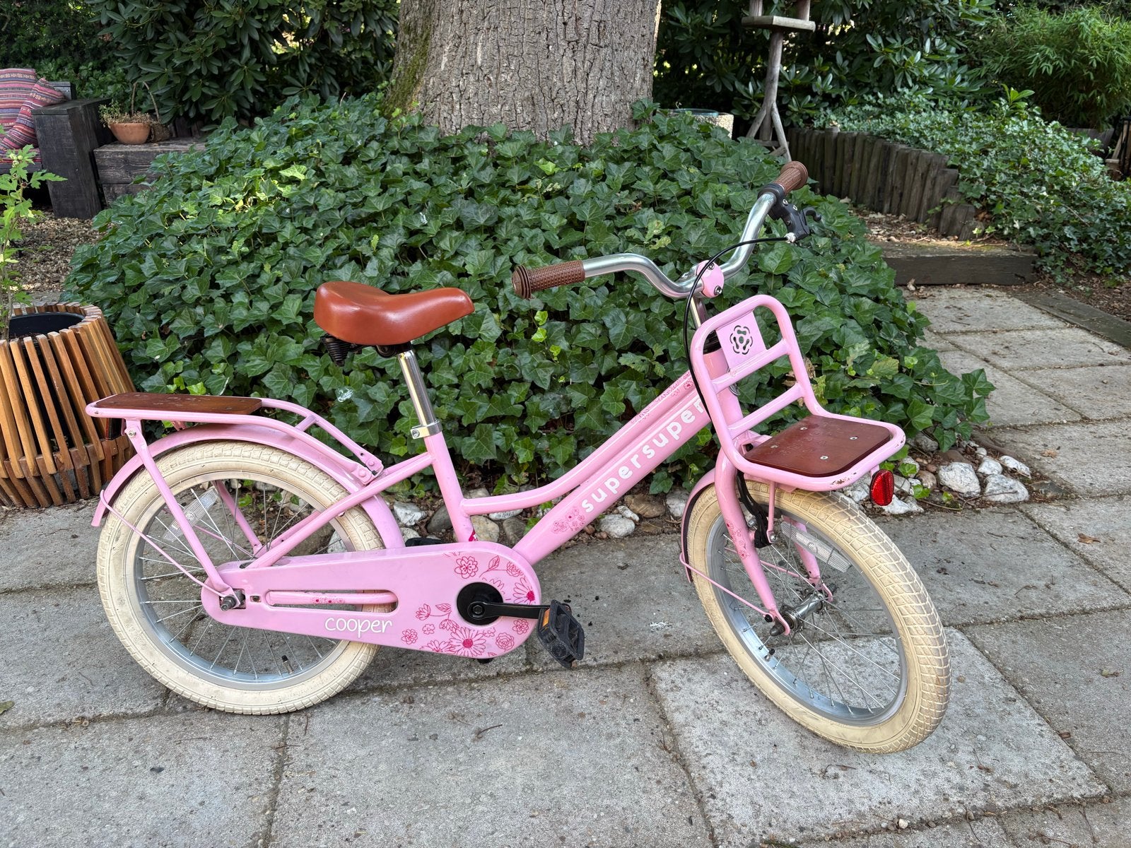 Supersuper Cooper Bamboo kinderfiets 18 inch, Ophalen, Gebruikt, Terugtraprem, 16 tot 20 inch