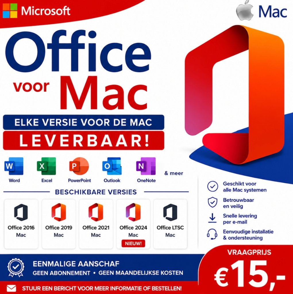 Office  elke versie leverbaar van 2016 tm 2024, Computers en Software, Office-software, MacOS, Windows, Excel, Ophalen