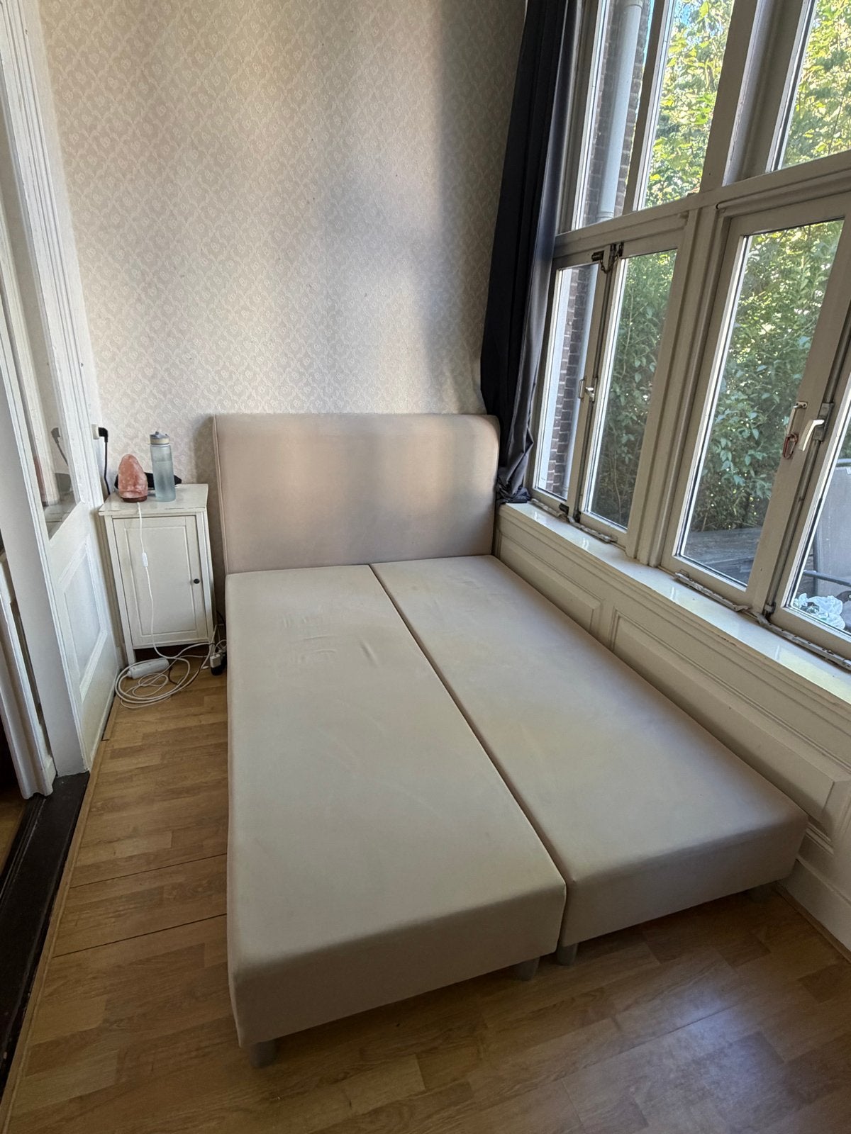 Ikea Boxspring 140x200, Ophalen, Gebruikt, Beige, 140 cm