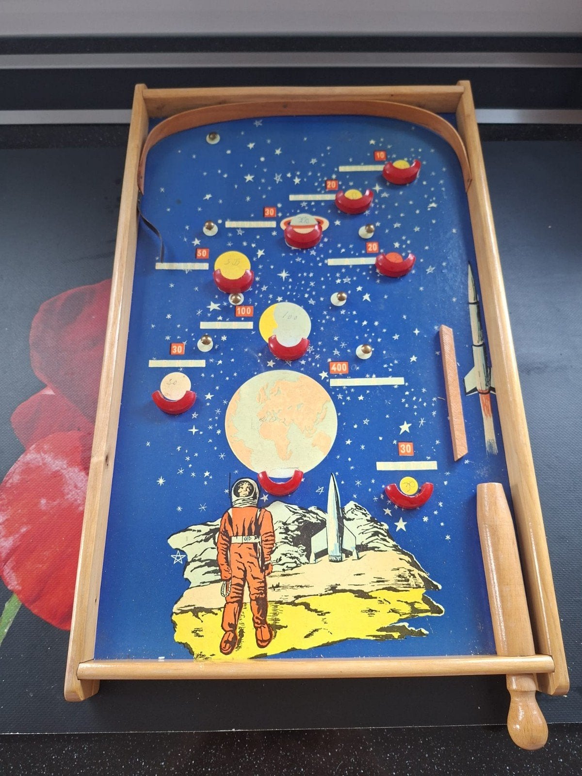 Vintage Houten Flipperspel - Ruimtevaart Thema, Overige merken, Gebruikt, Mechanisch, Overige typen