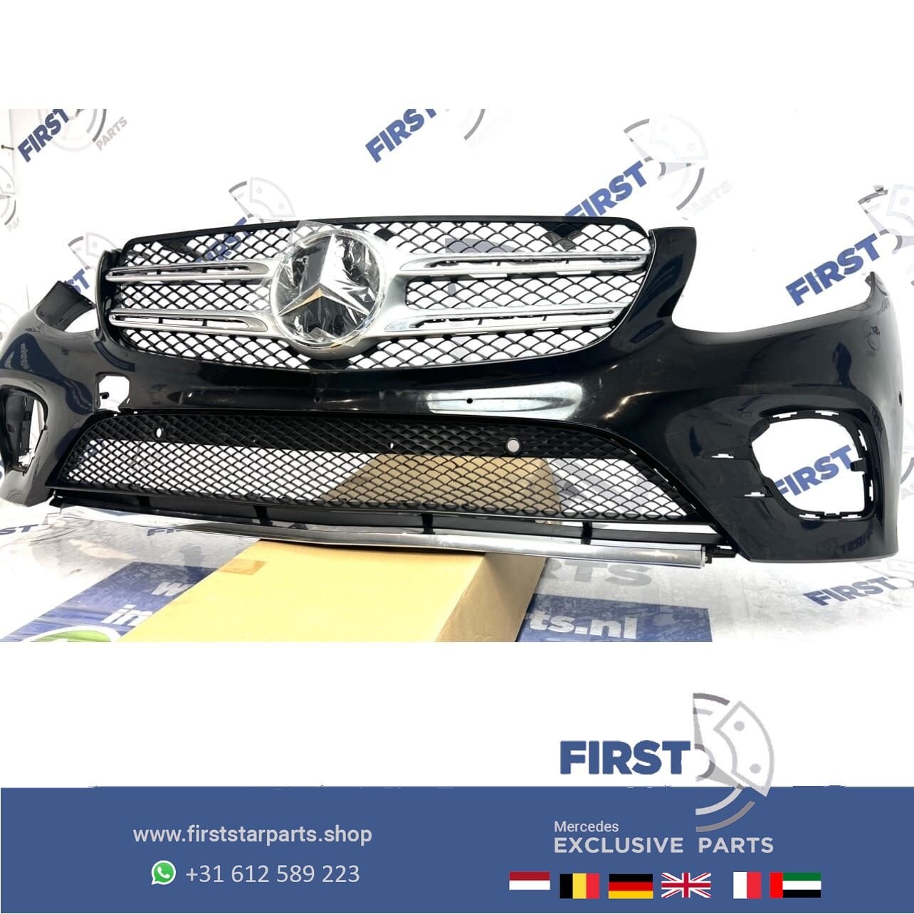 W253 GLC AMG VOORBUMPER Mercedes 2016-2019 BUMPER ZWART / WI, Gebruikt, -, Voor, Ophalen of Verzenden