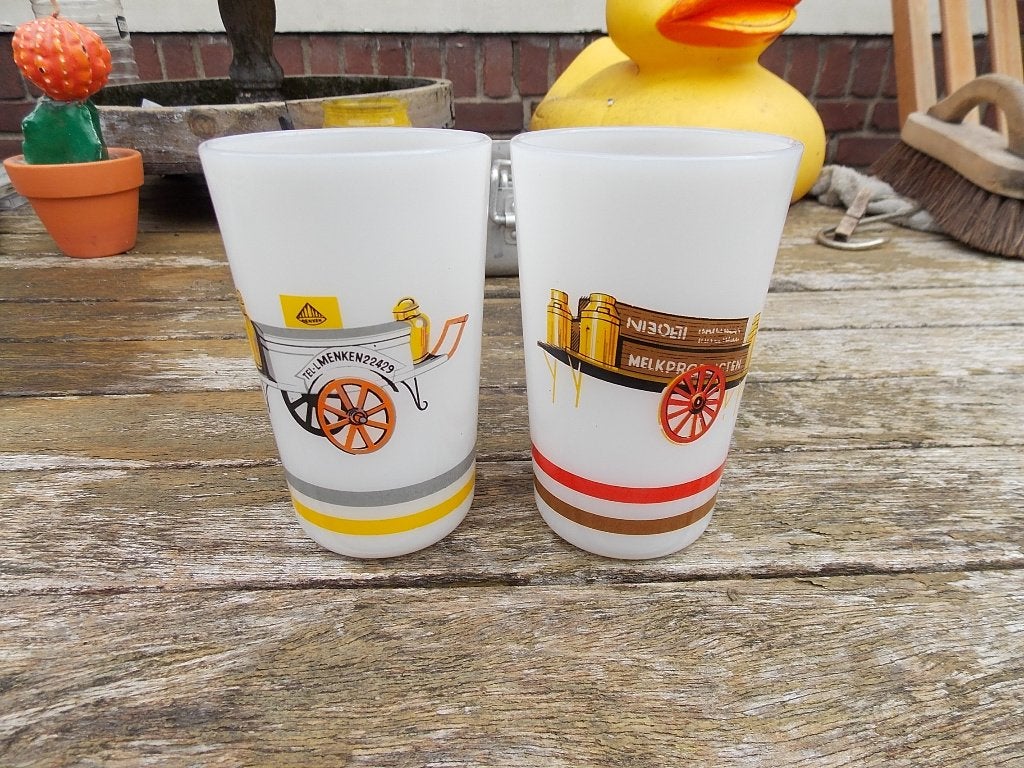 Vintage drinkglazen 2 stuks, Ophalen of Verzenden, Gebruikt, Frisdrankglas