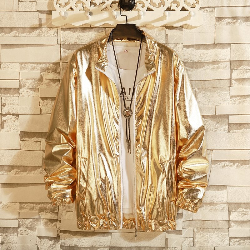 Heren gouden jas / windjack zomerjas goud mannen feest, Verzenden, Nieuw, Overige maten, Goud