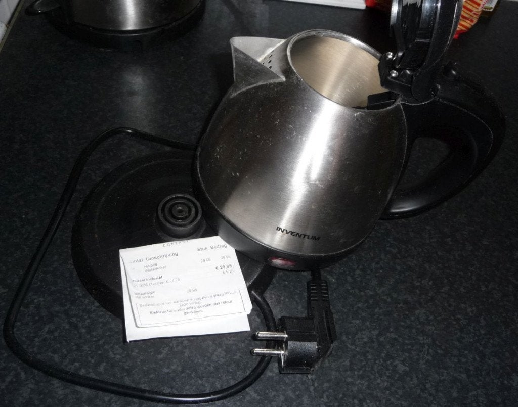 Waterkoker 0,8 liter RVS/Zwart, HW508, Witgoed en Apparatuur, Minder dan 1 liter, Ophalen, Zo goed als nieuw, Rvs