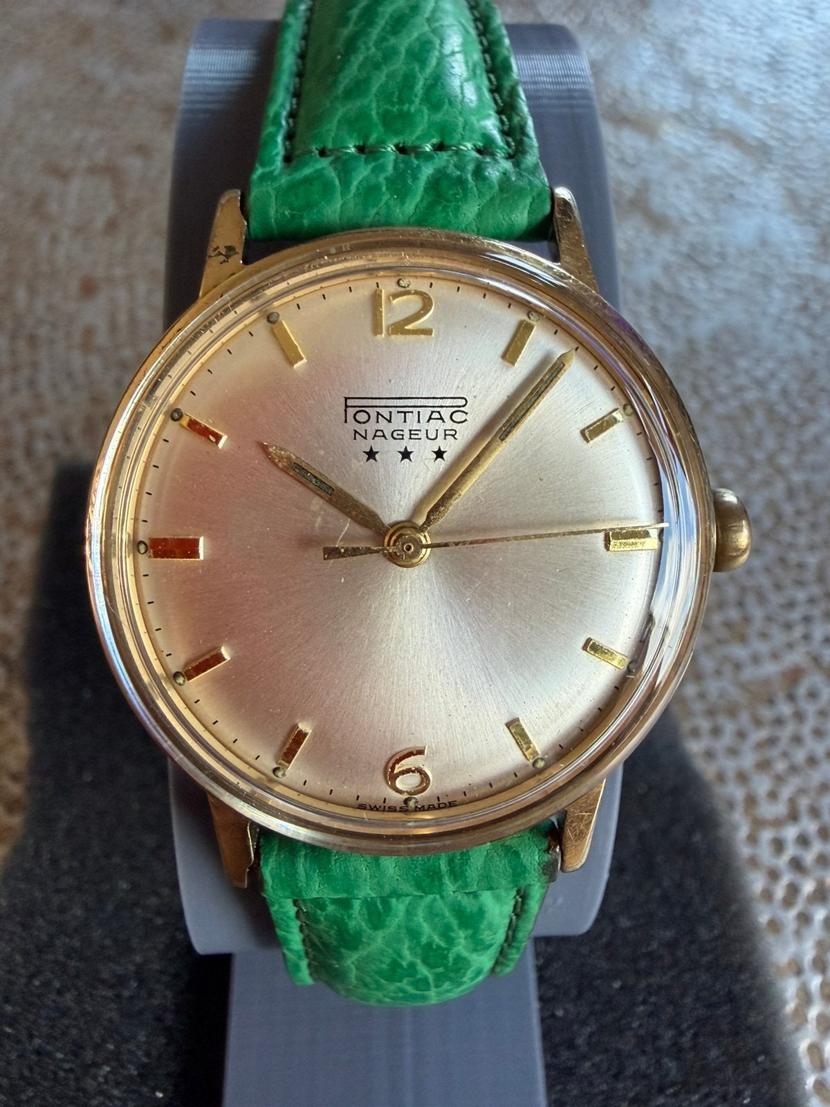 Pontiac Nageur 3 Stars – Klassiek Zwitsers Horloge (Mint), Overige merken, Goud, Polshorloge, Verguld