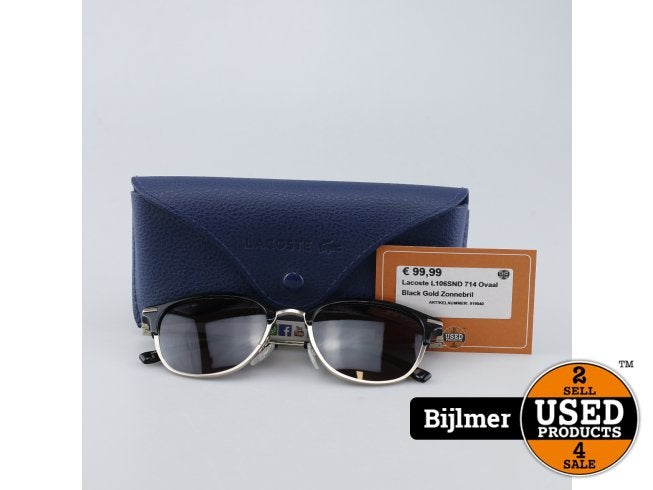 Lacoste L106SND 714 Ovaal Black Gold Zonnebril, Sieraden, Tassen en Uiterlijk, Lacoste, Zo goed als nieuw, Support@lacoste.com