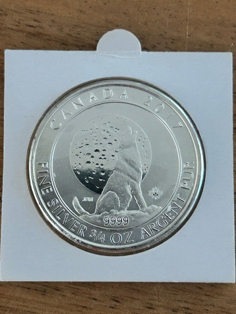 Maple leaf Silver Wolf Moon 0.75 OZ 2017, Postzegels en Munten, Edelmetalen en Baren, Zilver, Ophalen of Verzenden