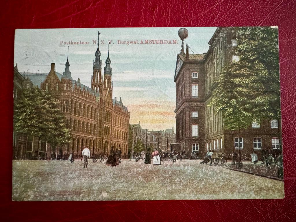 Oude Ansichtkaart Postkantoor N.Z. Burgwal Amsterdam, Ophalen of Verzenden, Voor 1920, Gelopen, Noord-Holland