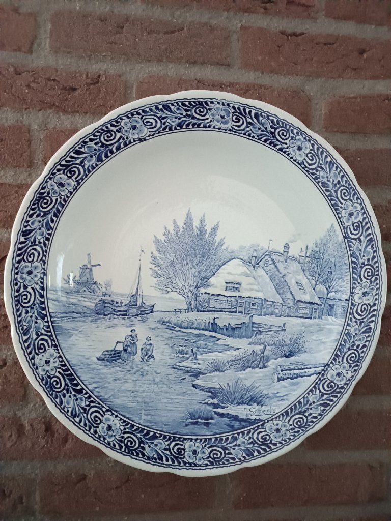 Wandbord Landschap By Boch Delfts doorsnee 40cm, Ophalen of Verzenden