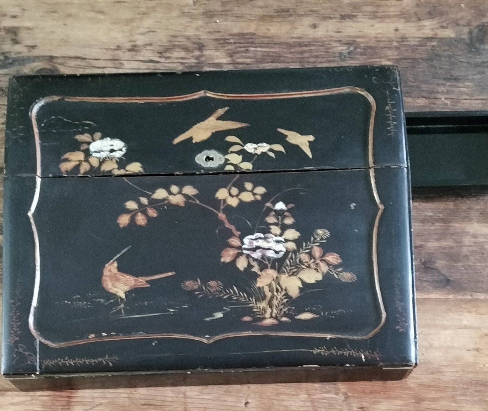 Antiek Japans Schrijfdoosje met Lade en Sleutels, Antiek en Kunst, Ophalen of Verzenden