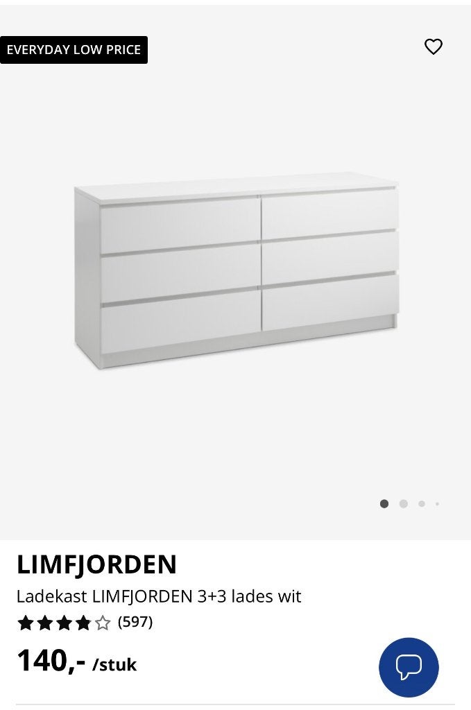 JYSK ladekast, Ophalen, Overige materialen, 100 tot 150 cm, 5 laden of meer