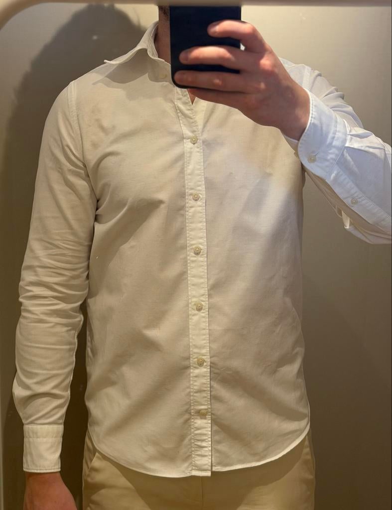 Suitsupply Slim Fit Overhemd - Wit Egyptisch Katoen Maat 38, Ophalen of Verzenden, Gedragen, Wit, Halswijdte 38 (S) of kleiner