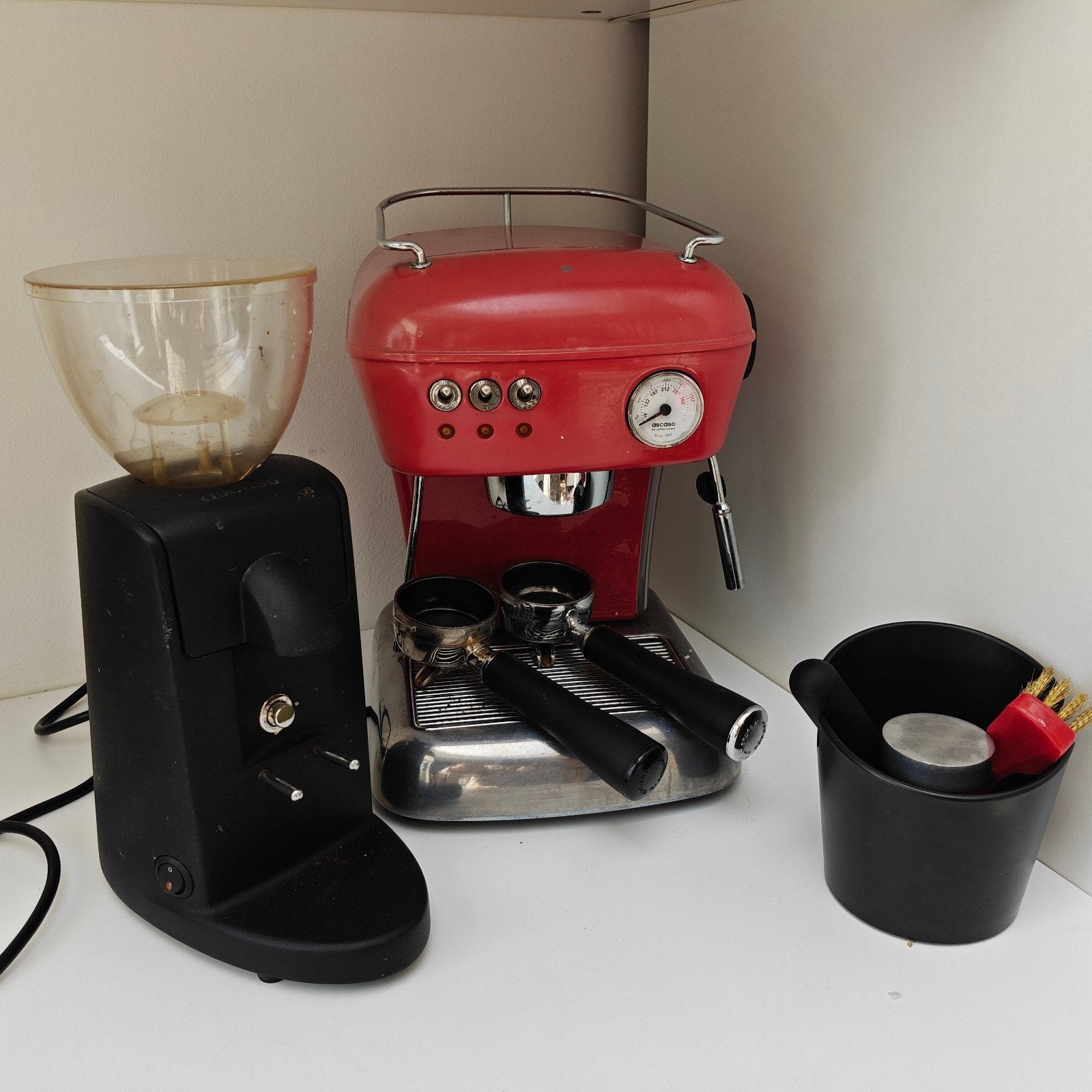 Ascaso Dream Espressomachine met bonenmaler - Startersset, Ophalen, Gebruikt, Espresso apparaat, Gemalen koffie