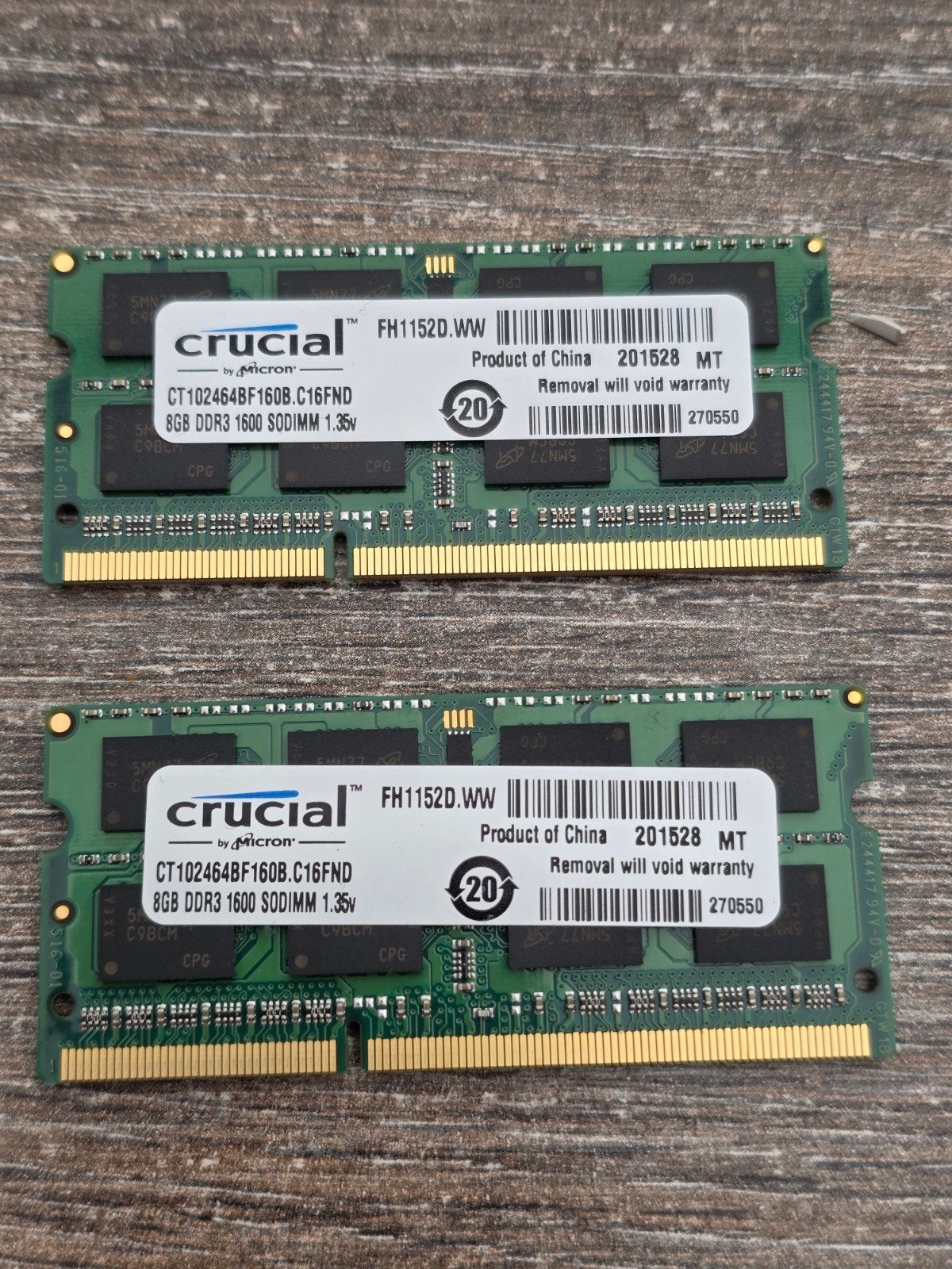 2x Crucial 8GB DDR3 1600MHz geheugen, Computers en Software, RAM geheugen, Ophalen, Gebruikt, 8 GB, DDR3