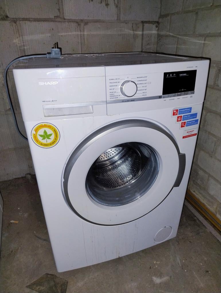 Sharp ES-GFB814SW Wasmachine 8KG, Witgoed en Apparatuur, Wasmachines, Ophalen, 1200 tot 1600 toeren, Gebruikt, Energieklasse A of zuiniger
