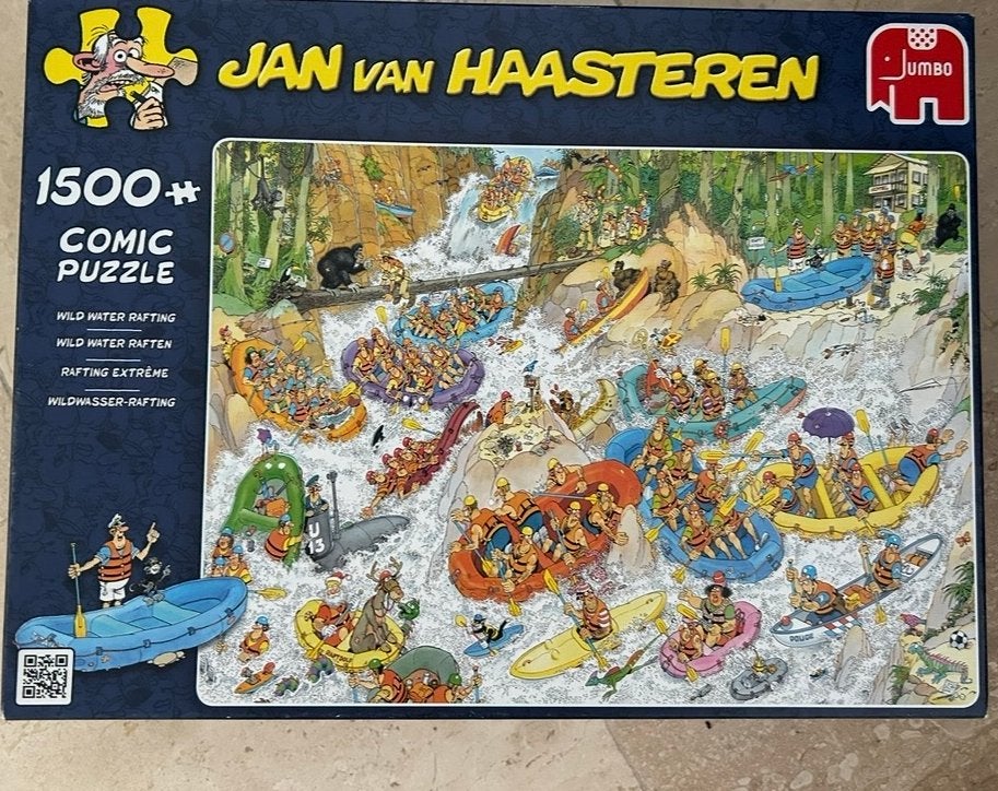Jan van haasteren wild water rafting 1500 stukjes, Ophalen, 500 t/m 1500 stukjes, Zo goed als nieuw