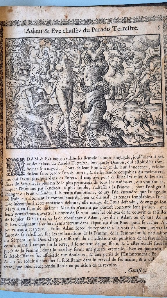 1687 Franse prent Bijbel 260 houtsneden, Antiek en Kunst, Antiek | Boeken en Bijbels, Verzenden