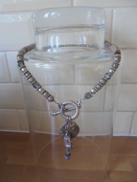 Elegante kralenketting filigraan kristallen, Met hanger, Overige materialen, Ophalen of Verzenden, Zo goed als nieuw